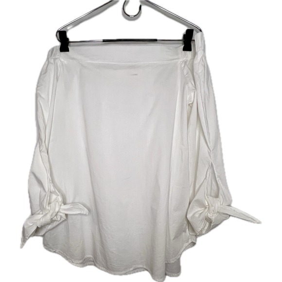Adrienne White‎ Off The Shoulder Blouse With 3/4 Sleeves With Ties Size Large - Picture 4 of 9